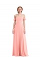 Off the Shoulder Soft Chiffon Flutter Sleeves Salmon Semi Formal Evening Dress / Bridesmaid Dress Edinburgh