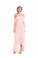 Off the Shoulder Soft Chiffon Sleeveless Long Pink High Low Bridesmaid Dress Edinburgh