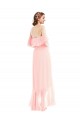 Off the Shoulder Soft Chiffon Sleeveless Long Pink High Low Bridesmaid Dress Edinburgh