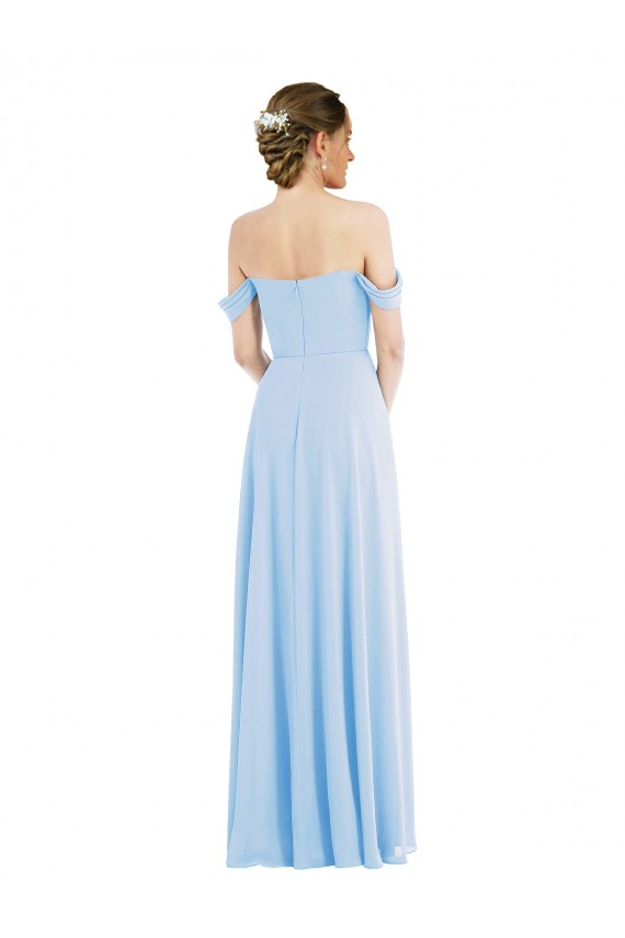 Off the Shoulder Soft Chiffon Sleeveless Light Sky Blue Formal Evening Gown / Bridesmaid Dress Edinburgh
