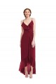 Spaghetti Straps Soft Chiffon Sleeveless Low Back Burgundy High Low Evening Gown / Bridesmaid Dress Edinburgh