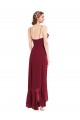 Spaghetti Straps Soft Chiffon Sleeveless Low Back Burgundy High Low Evening Gown / Bridesmaid Dress Edinburgh