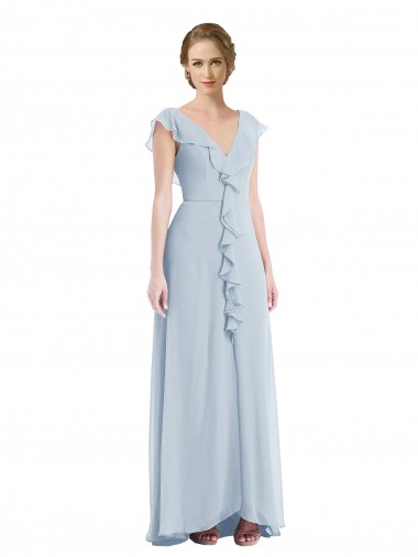 V-Neck Soft Chiffon Sleeveless V-Back Sea Glass Black Tie Evening Gown / Bridesmaid Dress Edinburgh