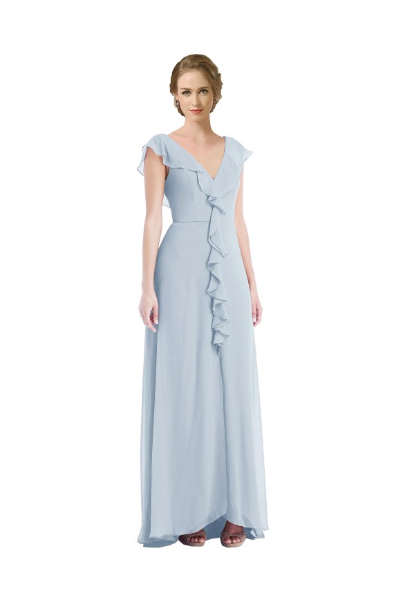V-Neck Soft Chiffon Sleeveless V-Back Sea Glass Black Tie Evening Gown / Bridesmaid Dress Edinburgh