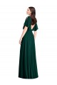 Bateau Neck Soft Chiffon Bell Sleeves V-Back Ever Green Semi Formal Evening Dress / Bridesmaid Dress Edinburgh