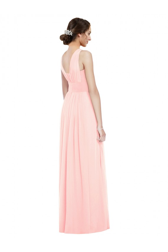 V-Neck Luxe Chiffon Sleeveless Pink Bridesmaid Dress Edinburgh