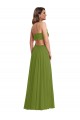 V-Neck Soft Chiffon Sleeveless Open Back Olive Green Plus Size Evening Gown / Bridesmaid Dress Edinburgh