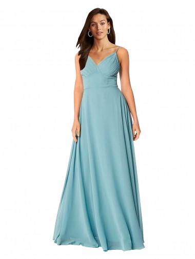 V-Neck Soft Chiffon Sleeveless Turquoise Bridesmaid Dress Edinburgh