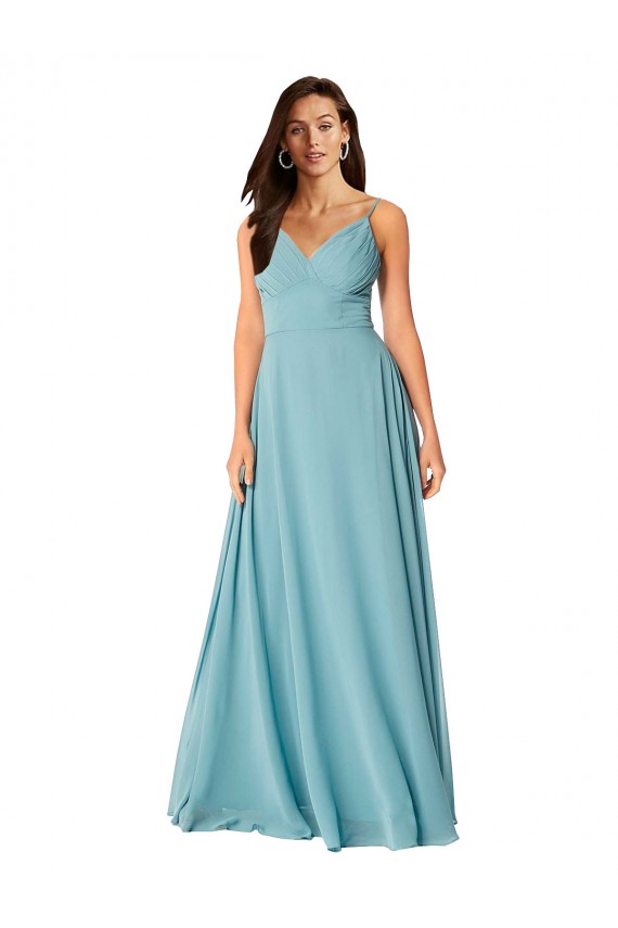 V-Neck Soft Chiffon Sleeveless Turquoise Bridesmaid Dress Edinburgh
