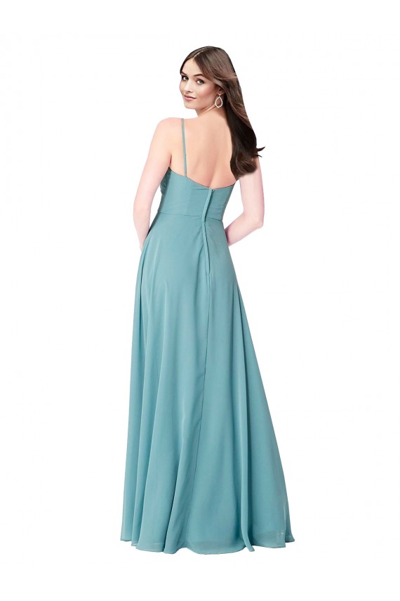 V-Neck Soft Chiffon Sleeveless Turquoise Bridesmaid Dress Edinburgh