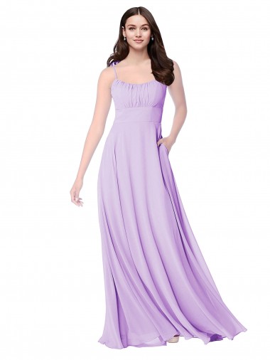 Scoop Neck Soft Chiffon Sleeveless Lilac Bridal Party Dress Edinburgh