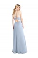 Halter Neck Chiffon Sleeveless Keyhole Back Light Sky Blue Bridesmaid Dress / Evening Dress Edinburgh