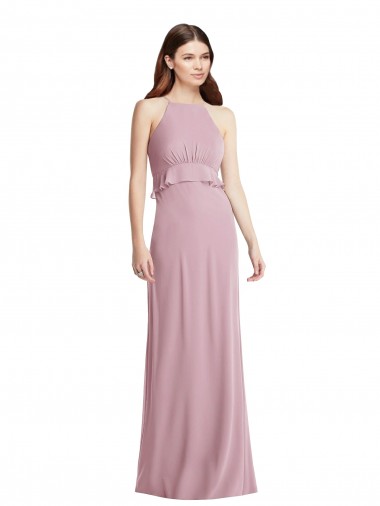 Halter Neck Chiffon Sleeveless Low Back Primrose Bridesmaid Dress / Evening Dress Edinburgh