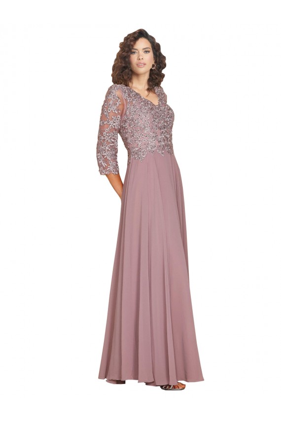 V-Neck Soft Chiffon Long Sleeves Prom Dress / Bridesmaid Dress Edinburgh
