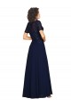 Round Neck Soft Chiffon Short Sleeves Dark Navy Prom Dress / Bridesmaid Dress Edinburgh