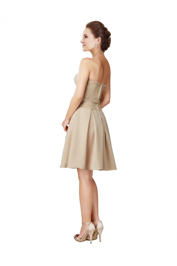 Sweetheart Satin & Lace Sleeveless Champagne Bridesmaid Dress Edinburgh