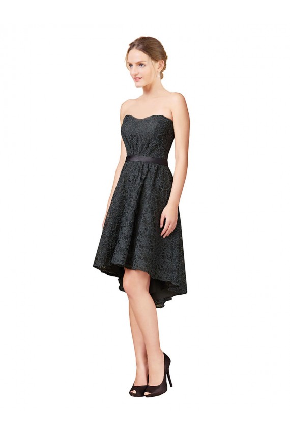 Sweetheart Lace Sleeveless Slate Grey High Low Bridesmaid Dress Edinburgh