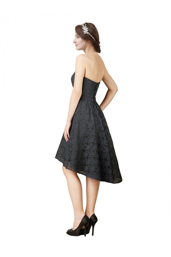 Sweetheart Lace Sleeveless Slate Grey High Low Bridesmaid Dress Edinburgh