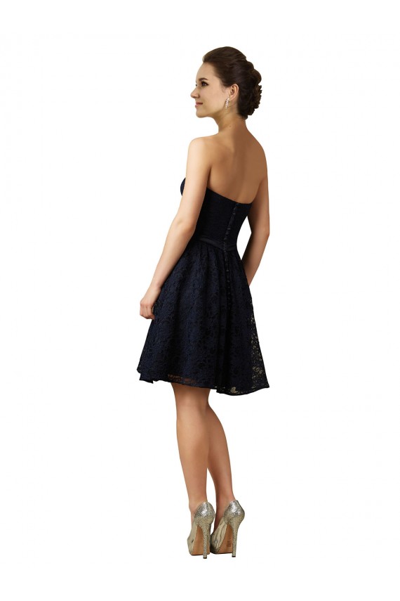 V-Neck Lace Sleeveless Dark Navy Bridesmaid Dress Edinburgh