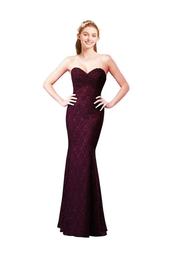 Sweetheart Lace Sleeveless Grape Bridesmaid Dress Edinburgh