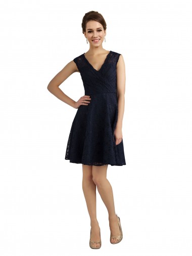 V-Neck Lace Sleeveless Dark Navy Bridesmaid Dress / Evening Dress Edinburgh