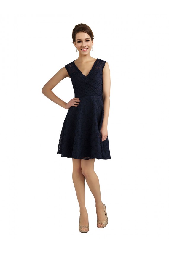V-Neck Lace Sleeveless Dark Navy Bridesmaid Dress / Evening Dress Edinburgh