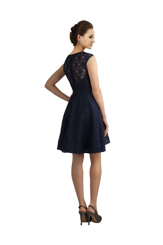 V-Neck Lace Sleeveless Dark Navy Bridesmaid Dress / Evening Dress Edinburgh