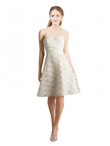 Sweetheart Lace Sleeveless Ivory,Champagne Bridesmaid Dress Edinburgh