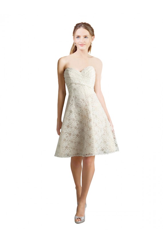 Sweetheart Lace Sleeveless Ivory,Champagne Bridesmaid Dress Edinburgh