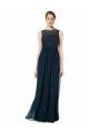 Bateau Neck Chiffon & Lace Sleeveless Keyhole Back Dark Navy Bridesmaid Dress Edinburgh