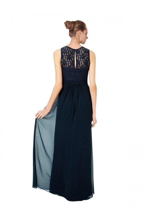 Bateau Neck Chiffon & Lace Sleeveless Keyhole Back Dark Navy Bridesmaid Dress Edinburgh