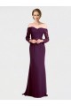 Off the Shoulder Soft Chiffon & Lace Long Sleeves Low Back Grape Bridesmaid Dress Edinburgh