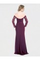 Off the Shoulder Soft Chiffon & Lace Long Sleeves Low Back Grape Bridesmaid Dress Edinburgh