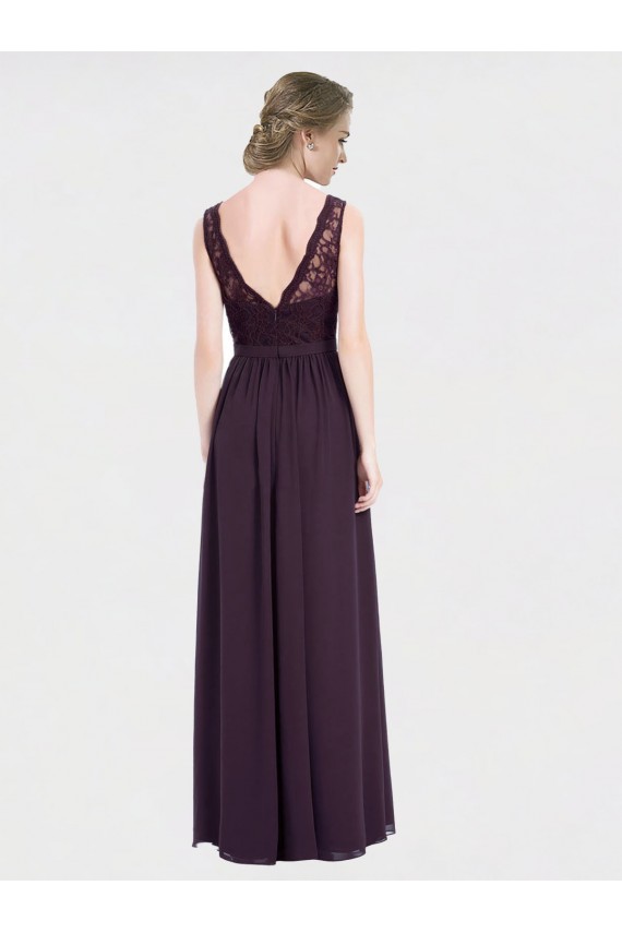 V-Neck Chiffon & Lace Sleeveless V-Back Grape Bridesmaid Dress / Evening Dress Edinburgh