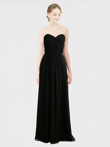 Sweetheart Soft Chiffon & Lace Sleeveless Low Back Black Bridesmaid Dress Edinburgh
