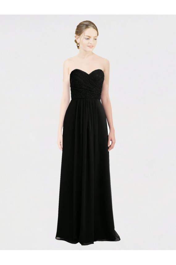Sweetheart Soft Chiffon & Lace Sleeveless Low Back Black Bridesmaid Dress Edinburgh