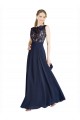 Illusion Neck Soft Chiffon & Lace Sleeveless V-Back Dark Navy Prom Dress / Bridesmaid Dress Edinburgh