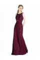 Illusion Neck Lace Sleeveless Keyhole Back Burgundy Gold Prom Dress / Bridesmaid Dress Edinburgh