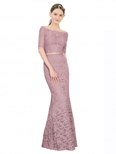 Off the Shoulder Lace Short Sleeves Prom Dress / Bridesmaid Dress Edinburgh