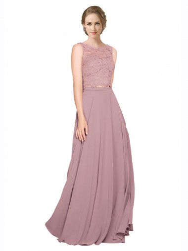 Illusion Neck Soft Chiffon & Lace Sleeveless Black Tie Prom Dress / Bridesmaid Dress Edinburgh