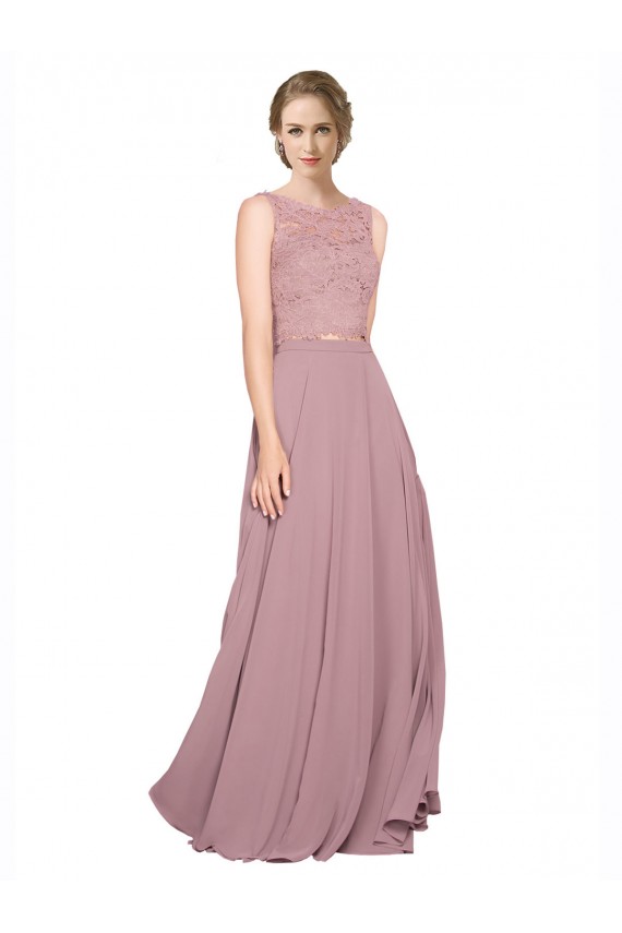 Illusion Neck Soft Chiffon & Lace Sleeveless Black Tie Prom Dress / Bridesmaid Dress Edinburgh