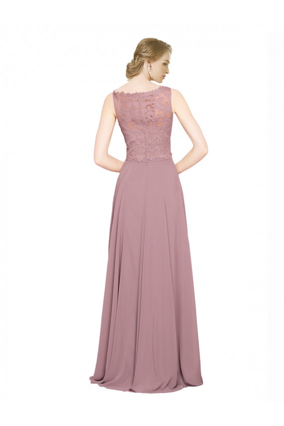 Illusion Neck Soft Chiffon & Lace Sleeveless Black Tie Prom Dress / Bridesmaid Dress Edinburgh