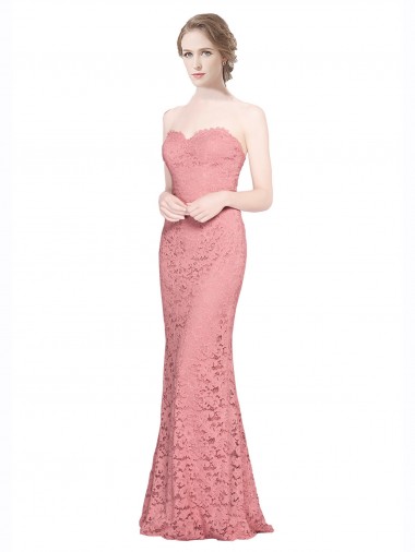 Sweetheart Lace Sleeveless Salmon Formal Dress / Bridesmaid Dress Edinburgh
