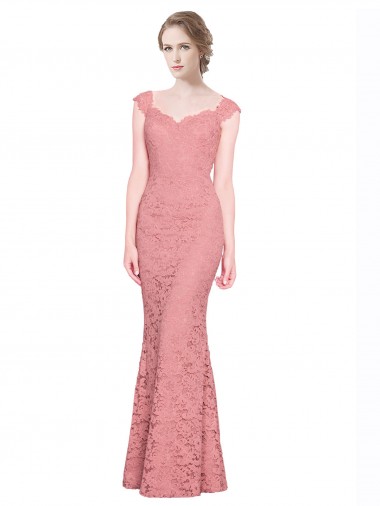 Sweetheart Lace Sleeveless Salmon Prom Dress / Bridesmaid Dress Edinburgh