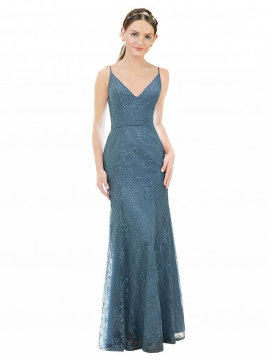 Spaghetti Straps Lace Sleeveless Open Back Bridesmaid Dress Edinburgh