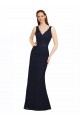 V-Neck Lace Sleeveless Open Back Dark Navy Bridesmaid Dress Edinburgh