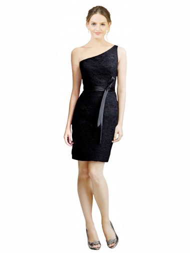 One Shoulder Lace Sleeveless Open Back Black Bridesmaid Dress Edinburgh