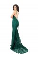 V-Neck Lace Sleeveless Open Back Dark Green Black Tie Evening Gown / Prom Dress / Bridesmaid Dress Edinburgh