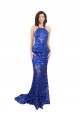 High Neck Lace Sleeveless Open Back Royal Blue Semi Formal Evening Dress / Prom Dress / Bridesmaid Dress Edinburgh