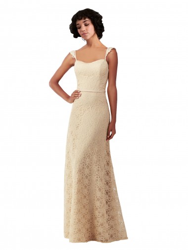 Sweetheart Lace Sleeveless Champagne Bridesmaid Dress Edinburgh
